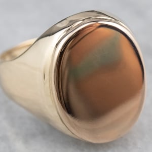 Plain Gold Signet Ring, Oval Signet Ring, Yellow Gold Signet, Unisex Signet Ring, Gold Statement Ring, Birthday Gift 8LHH4P0V
