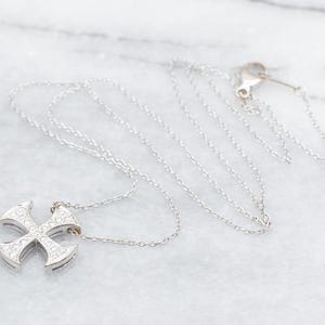 Diamond Maltese Cross Pendant on Cable Chain, Maltese Cross Pendant, Cross Pendant, Diamond Pendant, Diamond Maltese Cross, Pendant A55568