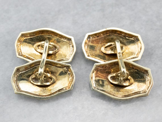Art Deco Gold Cufflinks, Two Tone Gold Cufflinks,… - image 8