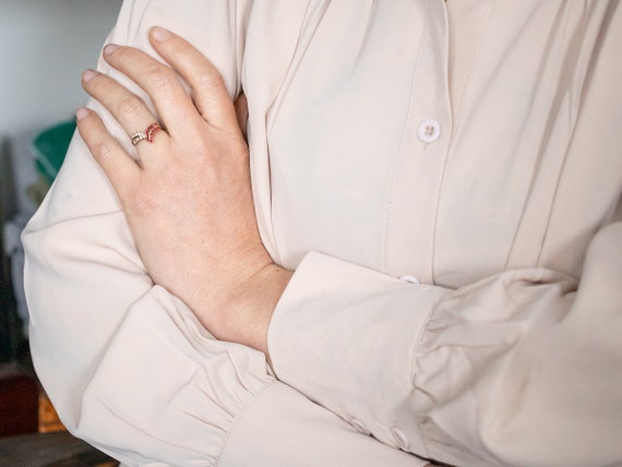 Vintage Ruby and Diamond 14K Gold Statement Ring,… - image 5