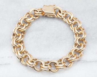 14K Gold Chain Bracelet, Charm Bracelet, Double Link Chain Bracelet, Layering Bracelet , A23568