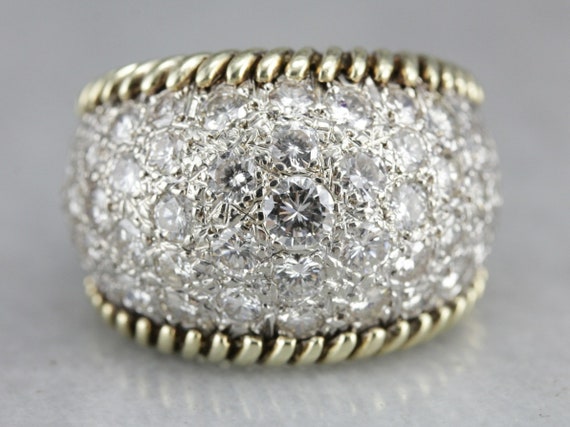 14K Gold Diamond Cocktail Ring, 4.66 Carat Statem… - image 1