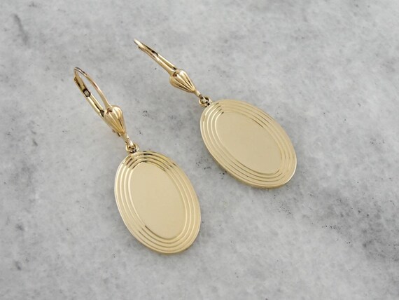 Vintage Gold Cufflink Drop Earrings, Gold Oval Dro