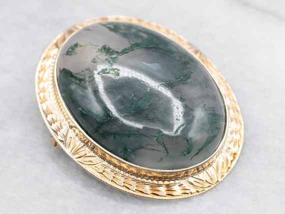 vintage silver925× Moss agate ブローチ