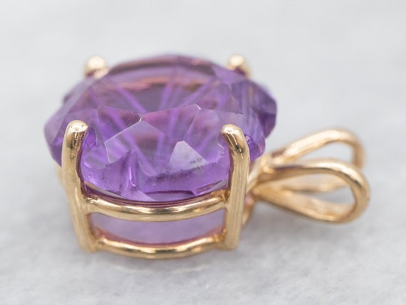 Fancy Cut Amethyst Solitaire Pendant, Yellow Gold… - image 2