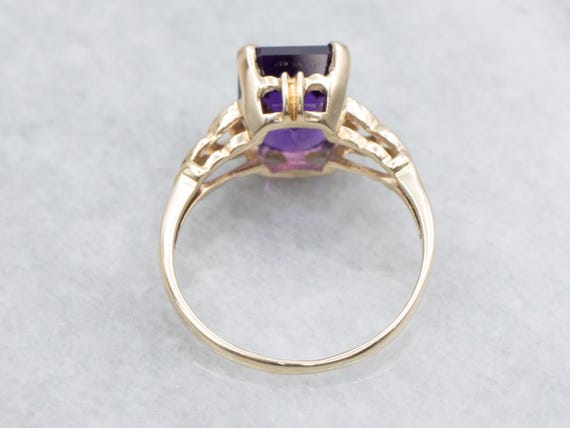 Emerald-Cut Amethyst Solitaire Ring, 10K Yellow G… - image 3