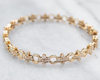 18K Gelbgold Diamant Scharnier Armreif Armband