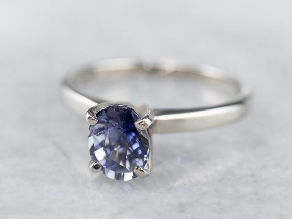 Sapphire White Gold Solitaire Ring, Sapphire Enga… - image 3