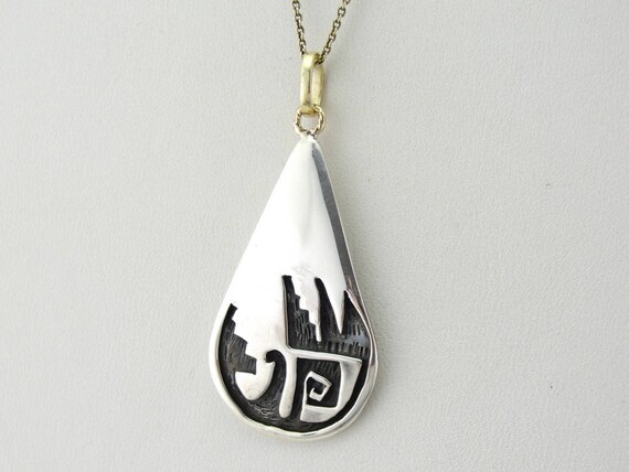 Native American Tear Drop Pendant with Abstract T… - image 5