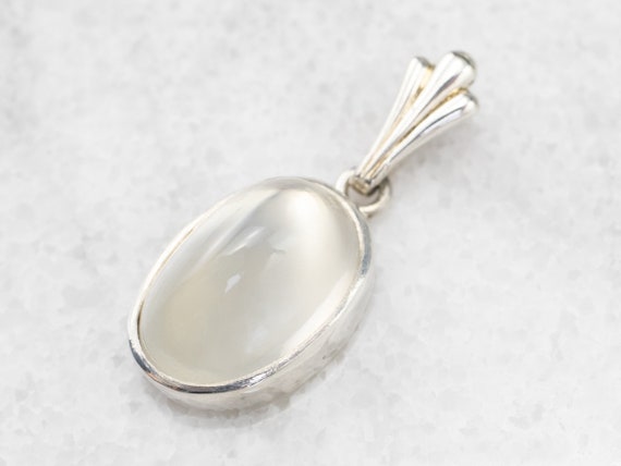 Bezel Set Moonstone Pendant, Sterling Silver Moons