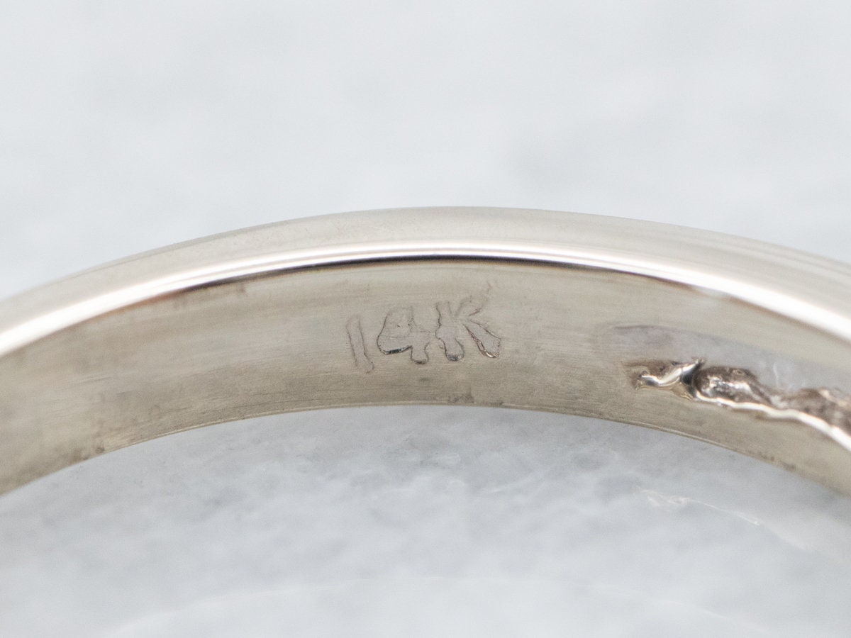14K White Gold Ruby and Diamond Wedding Band, Stacking Ring - Etsy
