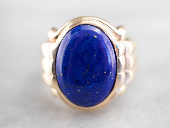 Vintage Lapis Statement Ring, Lapis Lazuli Ring, … - image 2