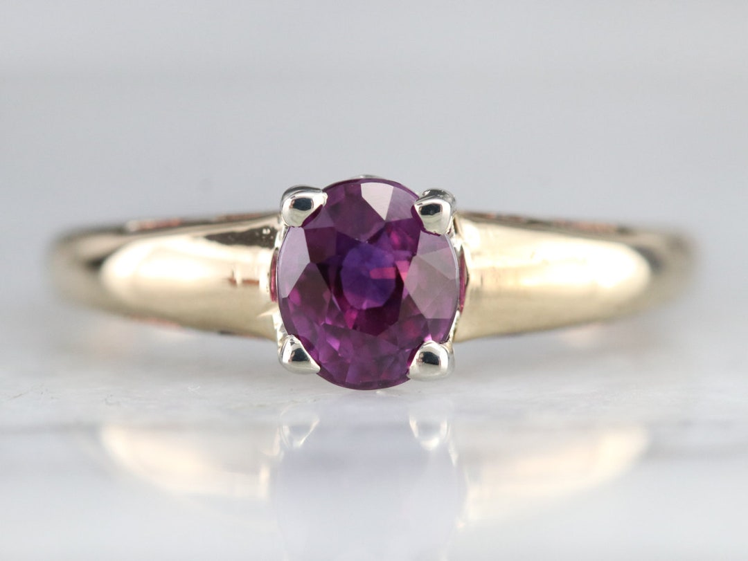 Vintage Pink Sapphire Solitaire Ring Sapphire Engagement - Etsy