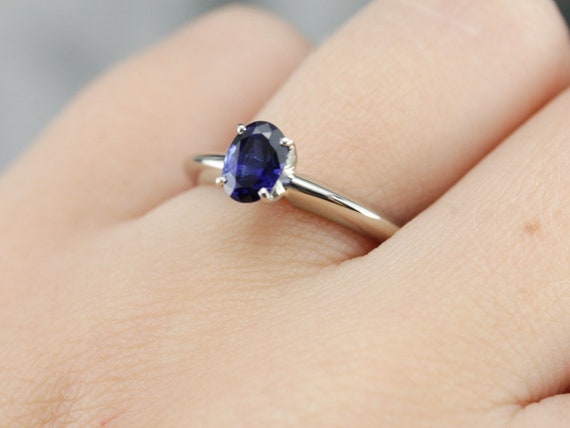 Sapphire Solitaire Engagement Ring, Sapphire and … - image 7