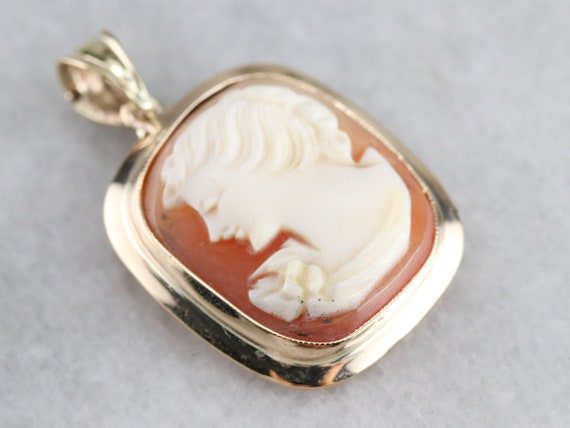 Vintage Cameo Pendant, Yellow Gold Cameo Pendant,… - image 1