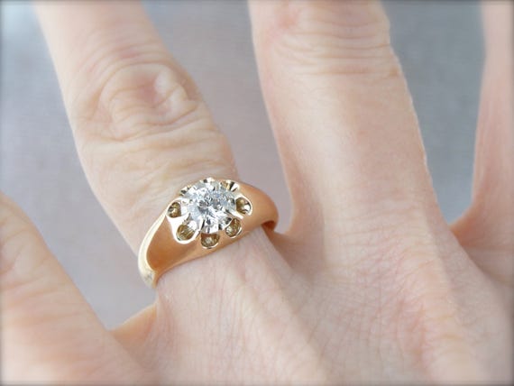 Belcher Set Diamond Solitaire Ring, Customized Ri… - image 5