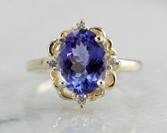 Tanzanite Cocktail Ring in Vintage Yellow Gold Mounting  FEPH7Z-P