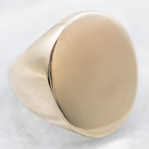 Plain Gold Signet Ring, Oval Signet Ring, Yellow Gold Signet, Gold Statement Ring, Unisex Signet Ring, Plain Gold Ring, Birthday Gift A20429