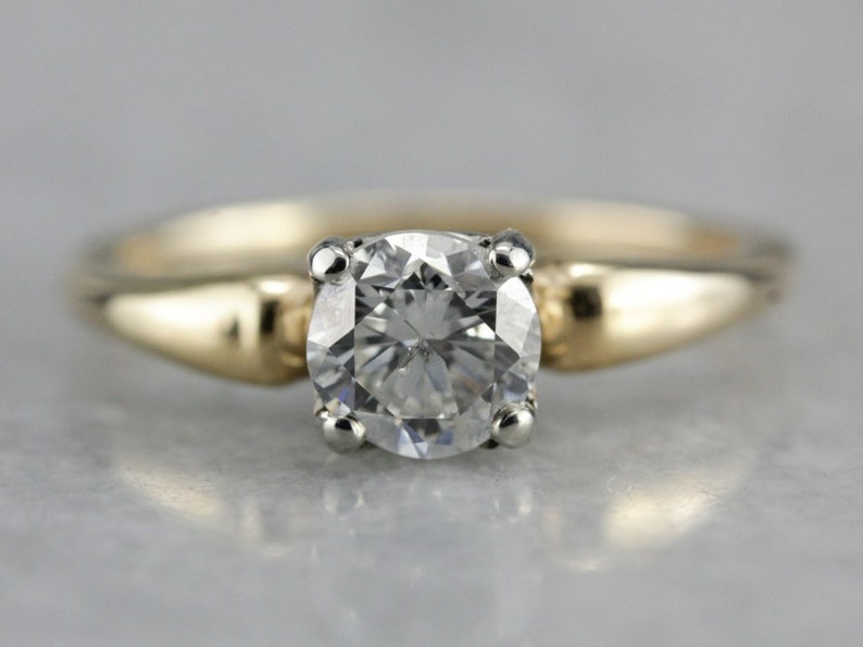 Simple Low Set Retro Era Engagement Ring with Pretty Diamond | Etsy