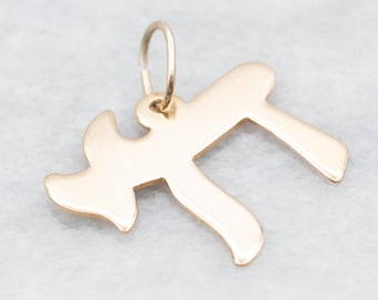 Pendentif chai en or 14 carats, bijoux hébreux, breloque juive