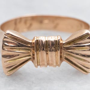Anillo de lazo vintage de oro amarillo, anillo de lazo, anillo de lazo dorado, anillo vintage, anillo de lazo vintage, anillo de oro amarillo, lazo de oro amarillo, anillo de oro A55500