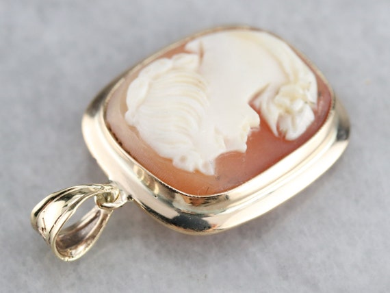 Vintage Cameo Pendant, Yellow Gold Cameo Pendant,… - image 2