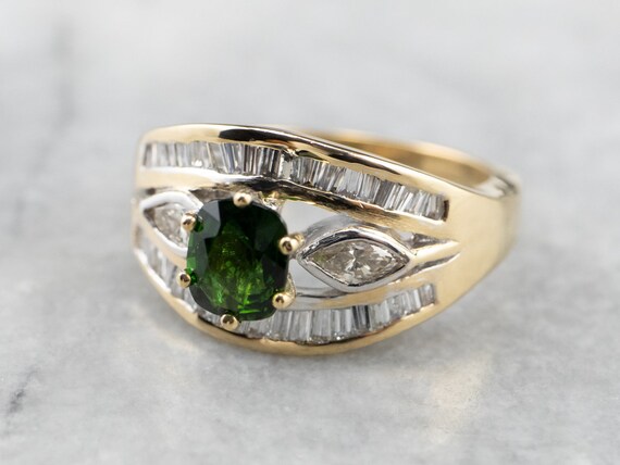 Tsavorite Garnet and Diamond Ring, Garnet Annivers