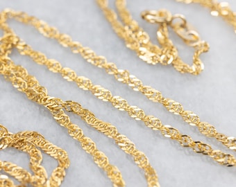 Cadena trenzada de oro amarillo de 14 quilates, cadena con colgante de 24 pulgadas