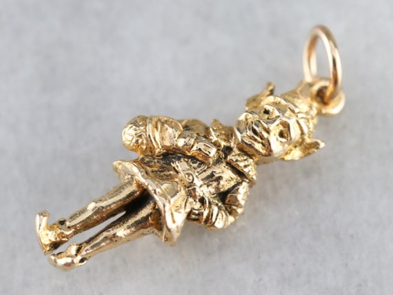 Vintage Elf Charm, Yellow Gold Pendant, Charm Brac
