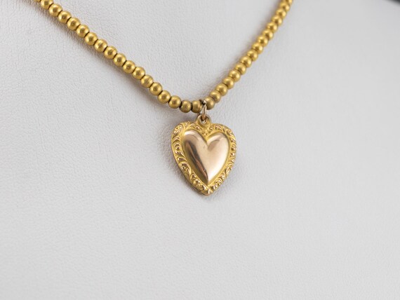 Vintage Sweetheart Necklace, Yellow Gold Heart Pe… - image 8