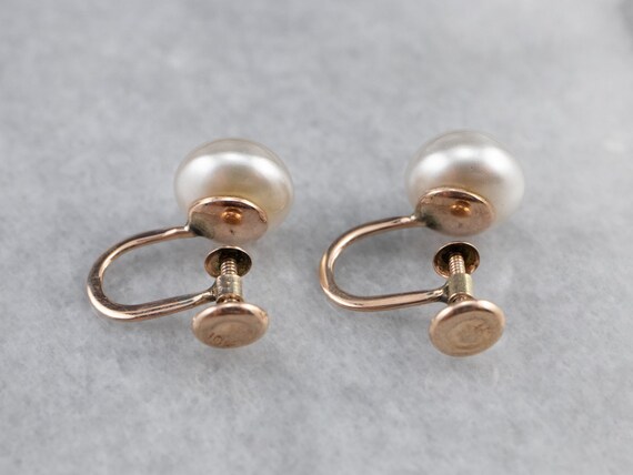 Vintage Faux Pearl Earrings, Screw Back Pearl Ear… - image 6