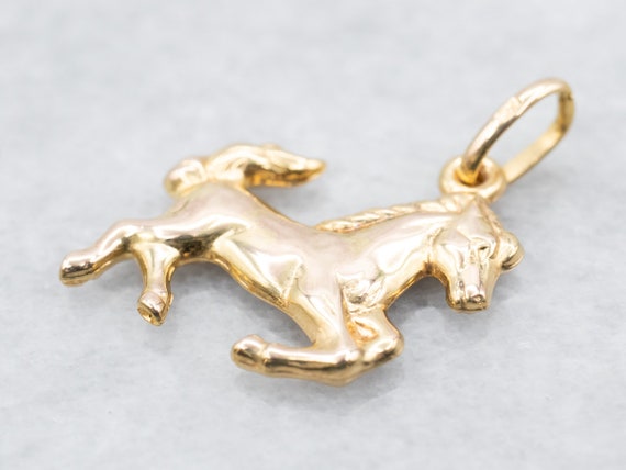 14K Gold Horse Charm, Galloping Horse Charm, Hors… - image 1