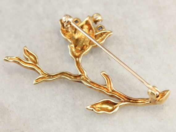 Vintage Tiffany and Company Flower Brooch, Sapphi… - image 2