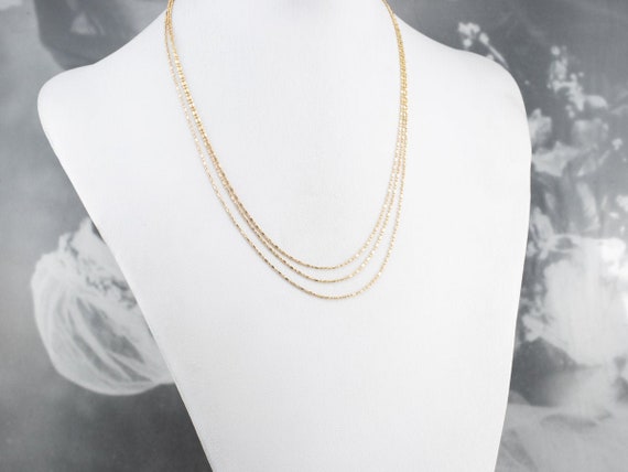 Vintage 40s Gold Tone Ball Chain Multi Strand Waterfall Necklace