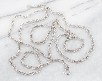 14K Weißgold Kordelkette, 25 inch Layering Halskette