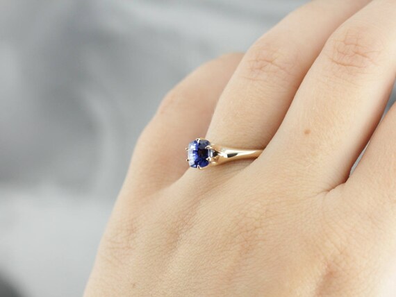 Precioso anillo solitario de zafiro azul real anillo de compromiso antiguo N8QUH2 N Etsy Espana