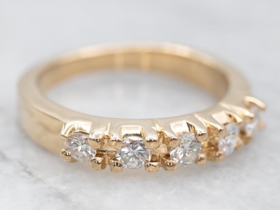 Diamond Wedding Band, Yellow Gold and Diamond, Fi… - image 2