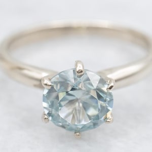 White Gold Blue Zircon Solitaire Ring, Blue Zircon Ring, Zircon Ring, White Gold Ring, Gold Zircon Ring, Solitaire Ring, Blue Zircon A60484