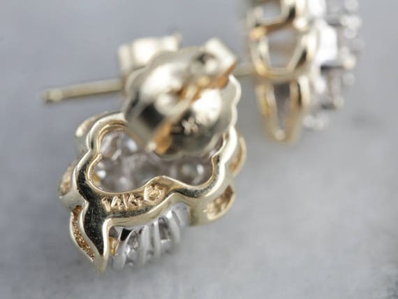 Vintage Diamond Cluster Earrings, Diamond Stud Ea… - image 4