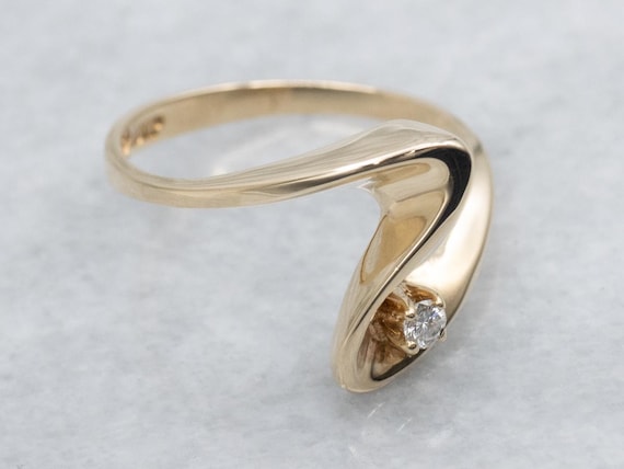Modernist Gold Diamond Solitaire Ring - image 2