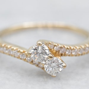 Polished Gold Diamond Bypass Engagement Ring with Diamond Accents, Diamond Engagement Ring, Anniversary Ring, Diamond Accents A22911