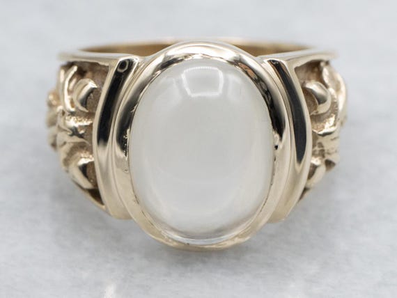 Botanical Moonstone Statement Ring in Yellow Gold - image 1