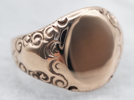 Antique Rose Gold Signet Ring, Victorian Signet R… - image 1