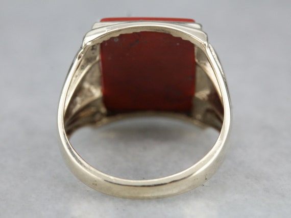 Vintage Red Jasper Men's Ring, Retro Era Jasper R… - image 4