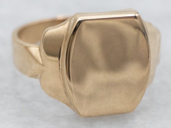 Vintage Gold Signet Ring, Unisex Signet Ring, Yel… - image 1