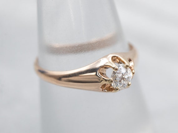 Rose Gold Old Mine Cut Diamond Buttercup Ring, Di… - image 4