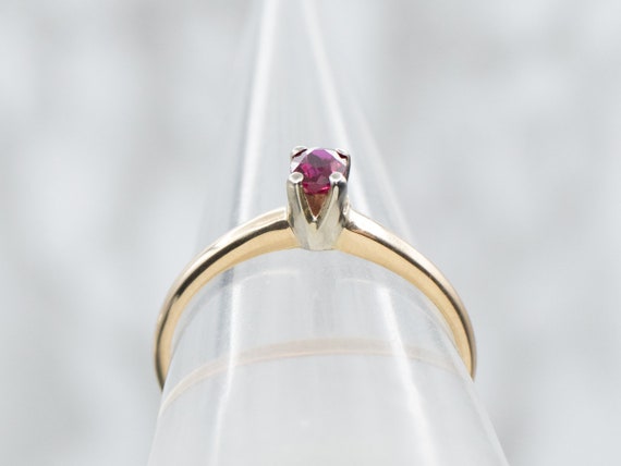 14K Two Tone Gold Ruby Solitaire Ring, July Birth… - image 3