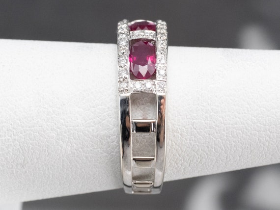 14K White Gold Ruby Diamond Band, Anniversary Ring - image 9