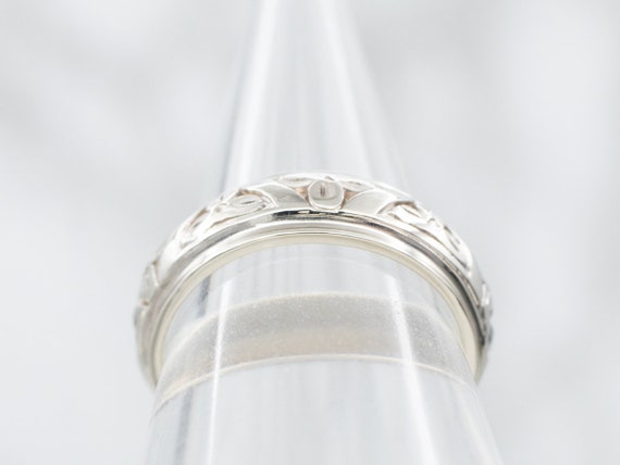 14K White Gold Botanical Wedding Band, Floral Etc… - image 3