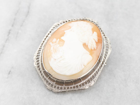 Greek Muse Polymnia Cameo Brooch or Pendant, Whit… - image 3